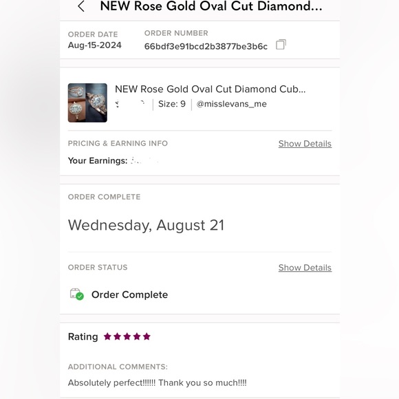 NEW Rose Gold Oval Cut Diamond Cubic Zirconia Ring - Picture 8 of 8